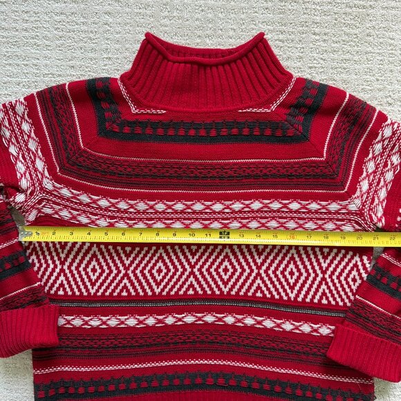CHAPS | Red, White & Gray Mock Turtleneck Sweater Sz M - Picture 2 of 5